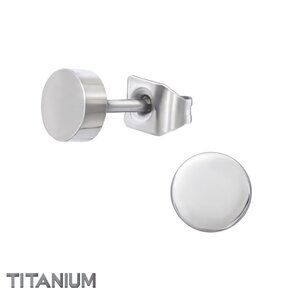 Titanium Minimalist Round Stud Earrings 5mm